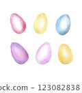 watercolor easter eggs Collection of Watercolor Easter eggs in pastel colors. 123082838
