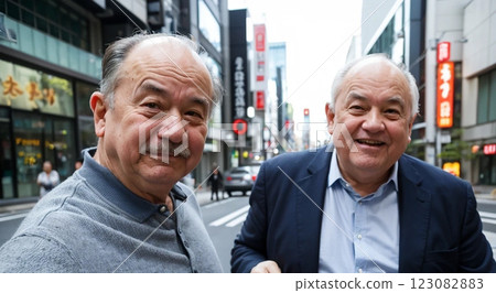 Active senior grandpa suit 123082883