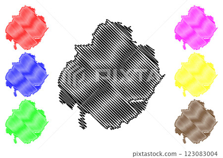 Teignbridge Non-metropolitan district (United Kingdom of Great Britain and Northern Ireland, ceremonial county Devon or Devonshire, England) map vector illustration, scribble sketch map 123083004