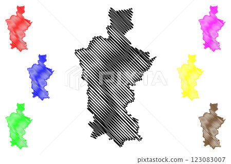 Test Valley Non-metropolitan district, Borough (United Kingdom of Great Britain and Northern Ireland, ceremonial county Hampshire or Hants, England) map vector illustration, scribble sketch map 123083007
