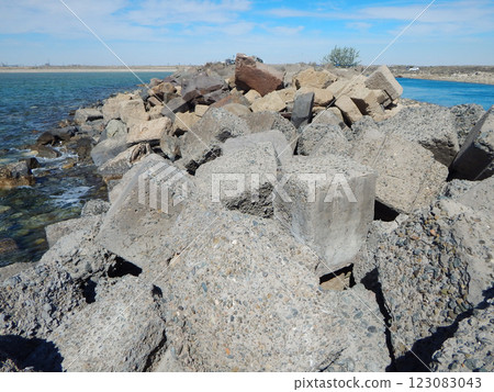 Water intake channel from the sea. Water intake channel from the sea. 123083043