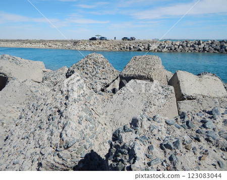 Water intake channel from the sea. Water intake channel from the sea. 123083044
