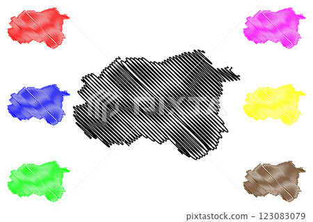 City and Metropolitan borough of Wakefield (United Kingdom of Great Britain and Northern Ireland, Metropolitan and ceremonial county West Yorkshire, England) map vector illustration, scribble sketch 123083079