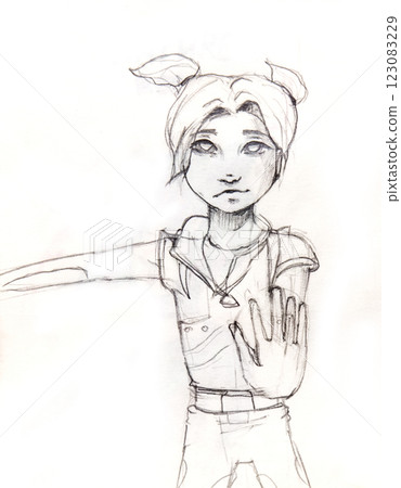 Manga style illustration drawing, sketch 123083229