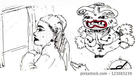 Manga style illustration drawing, sketch 123083239