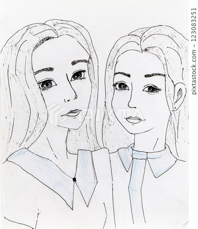 Manga style illustration drawing, sketch Manga style illustration drawing, sketch 123083251