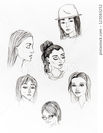 Manga style illustration drawing, sketch Manga style illustration drawing, sketch 123083252