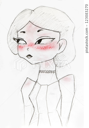 Manga style illustration drawing, sketch 123083270