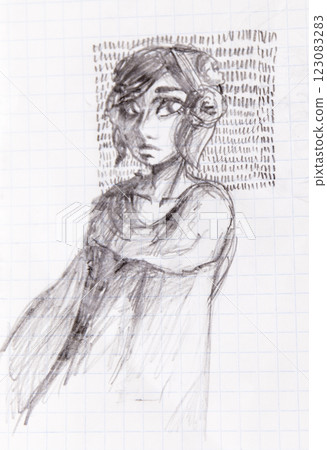 Manga style illustration drawing, sketch Manga style illustration drawing, sketch 123083283