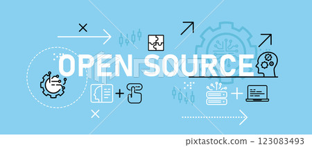 Open source conceptual software programming repository management version control license development engine coding technology icon concept design illustration Open source conceptual software programming repository management version control license development engine coding technology icon concept design illustration 123083493