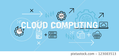 Cloud computing conceptual wireless technology software management modern technology database storage system syncing network access development icon design concept illustration 123083513