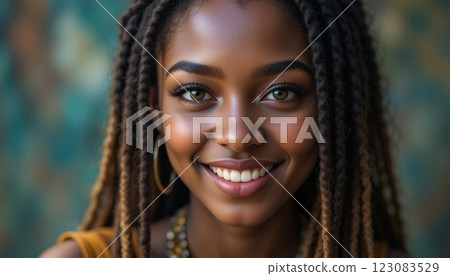 Close-up Portrait of a Beautiful Jamaican Woman with Dreadlocks 123083529
