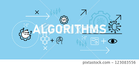 Algorithm AI machine artificial intelligence conceptual digital smart learning robotic system analysis computing programming database processing design icon 123083556