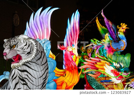 Chinese New Year decorations (illuminated sacred beast objects) 123083927