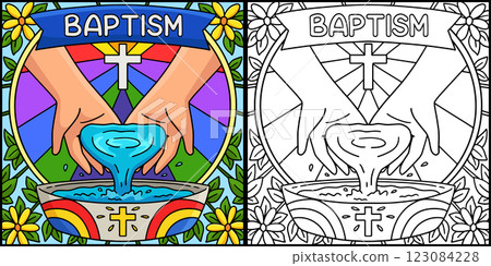 Baptism Hands Pouring Water Coloring Illustration Baptism Hands Pouring Water Coloring Illustration 123084228