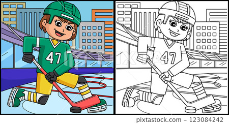 Ice Hockey Girl Player Receiving Illustration 123084242