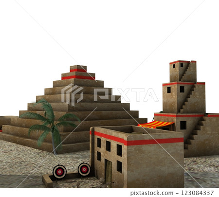 old town, 3d visualization, illustration 123084337