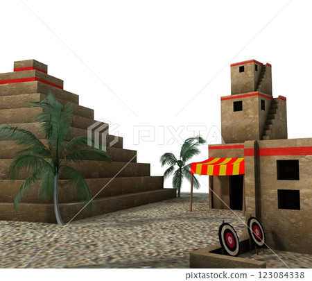 old town, 3d visualization, illustration 123084338