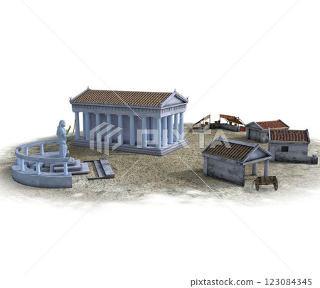 old town, 3d visualization, illustration 123084345