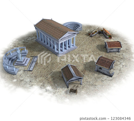 old town, 3d visualization, illustration 123084346