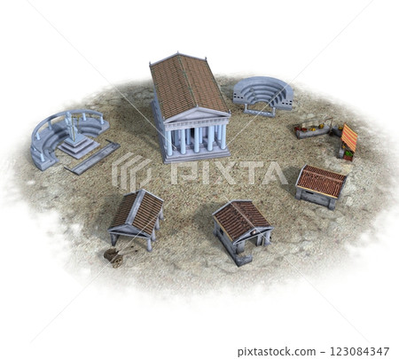 old town, 3d visualization, illustration 123084347