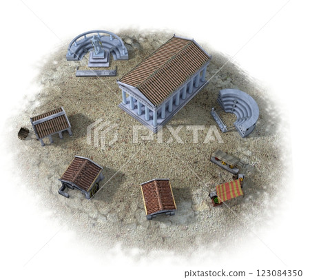 old town, 3d visualization, illustration 123084350