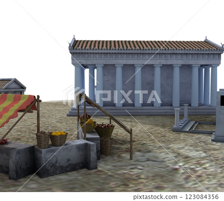 old town, 3d visualization, illustration old town, 3d visualization, illustration 123084356