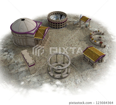 old town, 3d visualization, illustration old town, 3d visualization, illustration 123084364