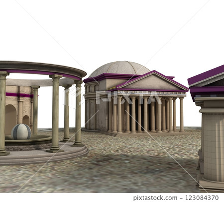 old town, 3d visualization, illustration old town, 3d visualization, illustration 123084370
