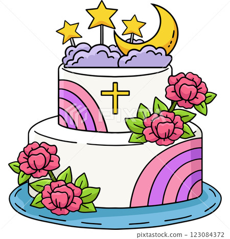 Baptism Cake Cartoon Colored Clipart Illustration Baptism Cake Cartoon Colored Clipart Illustration 123084372