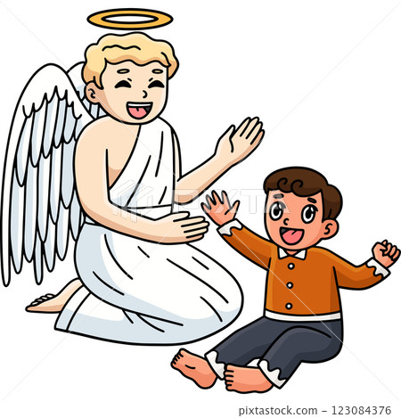 Baptism Baby and Guardian Angel Cartoon Clipart Baptism Baby and Guardian Angel Cartoon Clipart 123084376