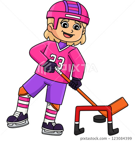 Ice Hockey Girl Player Training Cartoon Clipart Ice Hockey Girl Player Training Cartoon Clipart 123084399
