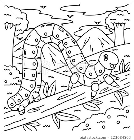 Insect Inchworm Animal Coloring Page for Kids  123084503
