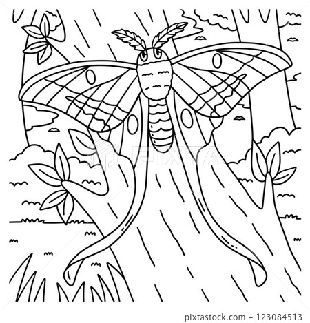 Insect Luna Moth Animal Coloring Page for Kids  123084513