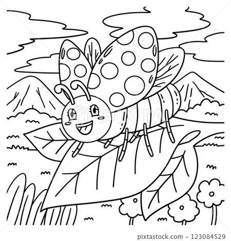 Insect Ladybug Animal Coloring Page for Kids  123084529