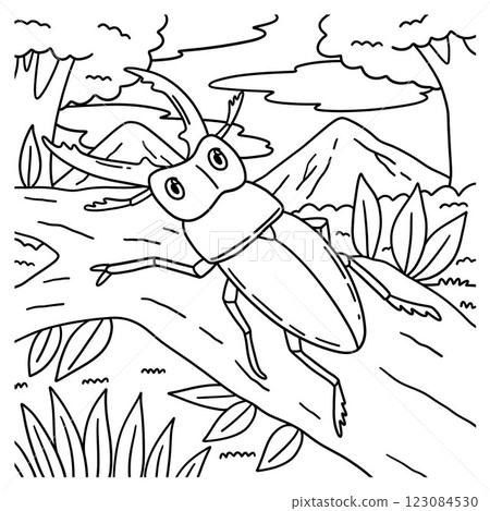 Insect Stag Beetle Animal Coloring Page for Kids  123084530