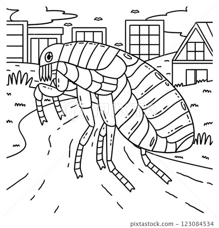 Insect Flea Animal Coloring Page for Kids 123084534