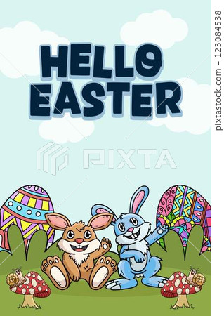 Happy Easter Egg Hunting Poster Vertical Banner 123084538