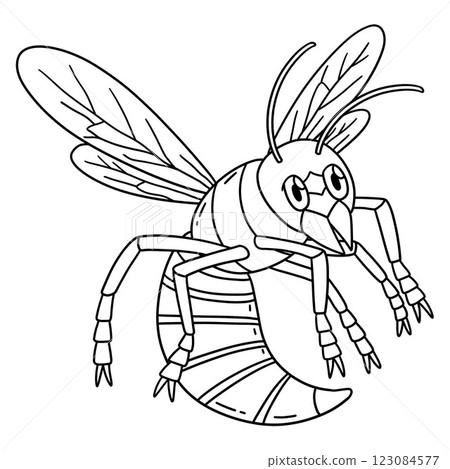 Insect Wasp Animal Isolated Coloring Page for Kids 123084577