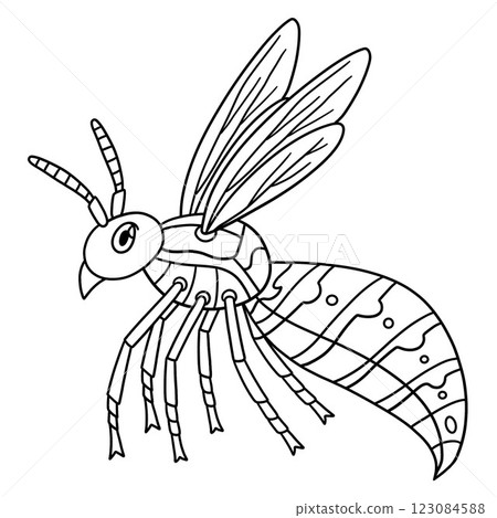 Insect Hornets Animal Isolated Coloring Page  123084588