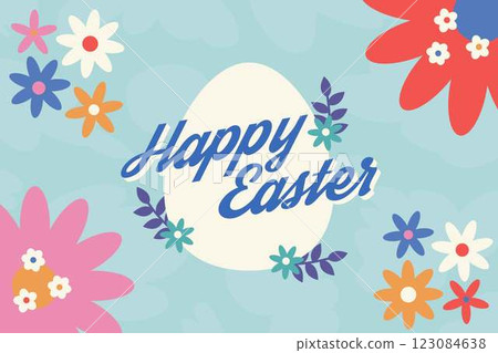 Happy Easter Egg Hunting Poster Horizontal Banner  123084638