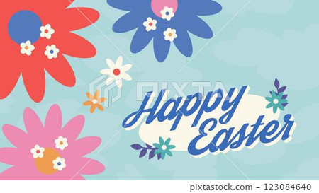 Happy Easter Egg Hunting Poster Horizontal Banner  123084640