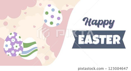 Happy Easter Egg Hunting Poster Panoramic Banner  123084647