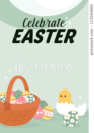 Happy Easter Egg Hunting Poster Vertical Banner 123084660