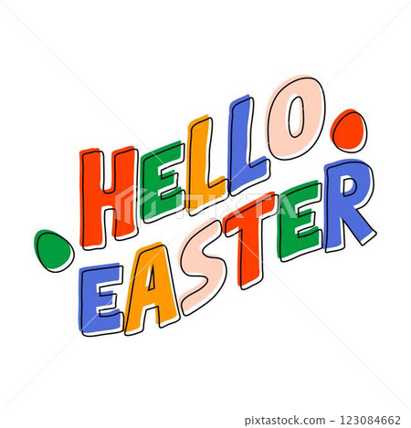 Hello Easter Typography Isolated White Background  123084662