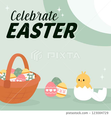 Hello Easter Egg Hunting Poster Square Banner 123084729