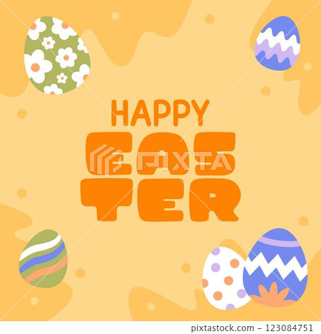 Hello Easter Egg Hunting Poster Square Banner 123084751