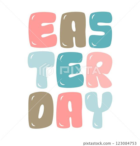 Easter Typography Isolated White Background  123084753