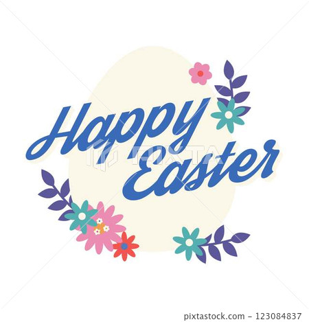 Happy Easter Calligraphy Hand Lettering Isolated  123084837