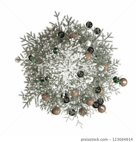 Christmas tree with decorations, isolated on white background, 3D illustration, cg render Christmas tree with decorations, isolated on white background, 3D illustration, cg render 123084914